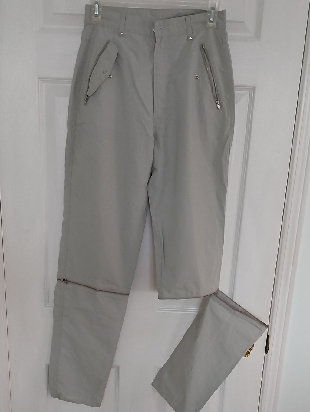 Men's Light Gray Zip-Detail Utility Pants